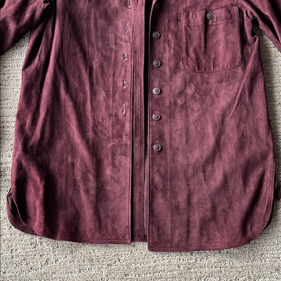 Burgundy Suede Button Down Shirt - Picture 5 of 9